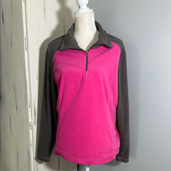 Columbia Pink and Gray Quarter-Zip light fleece Pullover - Picture 1 of 5